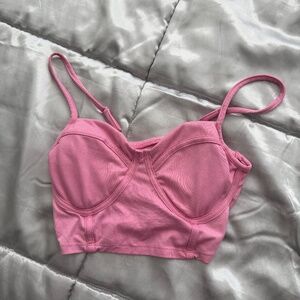 Pink Bustier Crop Top XS | No Boundaries | White Stripes